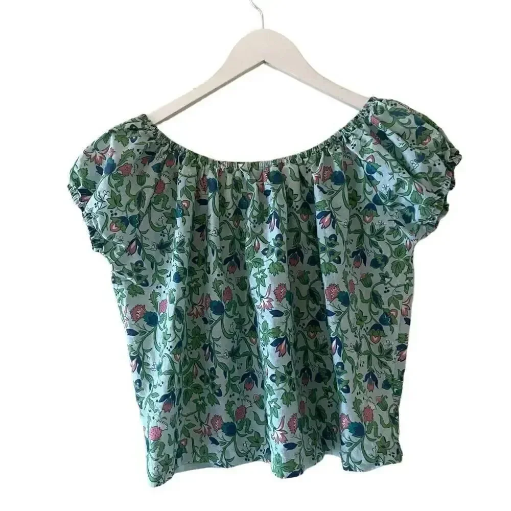 Victoria’s Secret Green Floral Cotton Lightweight Cropped Boxy SZ L #1791